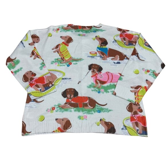 Dachshund Dog Print Button Front Cardigan Sweater Women's, Size XL - Picture 2 of 7